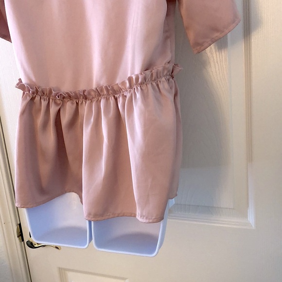 New Blush Pink Peplum Ruffle Boho Top - Picture 15 of 15